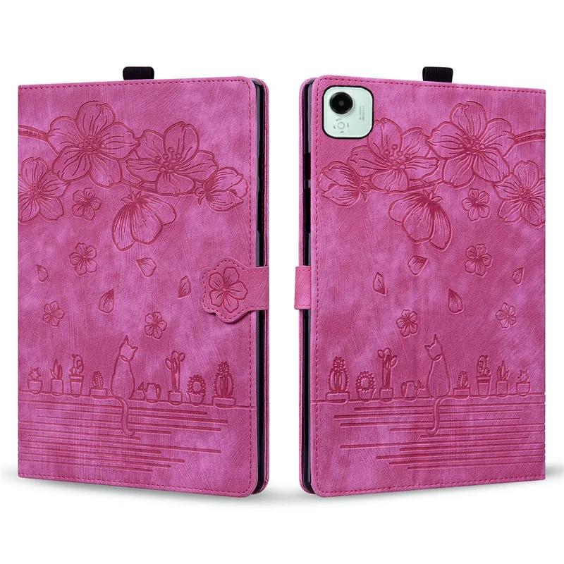 Funda for Galaxy Tab S10 FE Plus 13.1" Tablet Case 3D Flower Cat Embossed Wallet Folio Stand Cover for Samsung SM-X620 SM-X626B