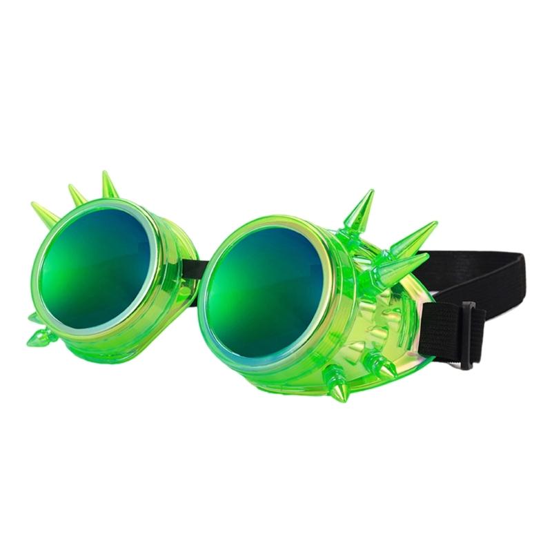 Steampunk Rivets Gothic Goggles Fluorescent Color Adjustable Fit Plastic Eyewear For Cosplay Costume Accessories