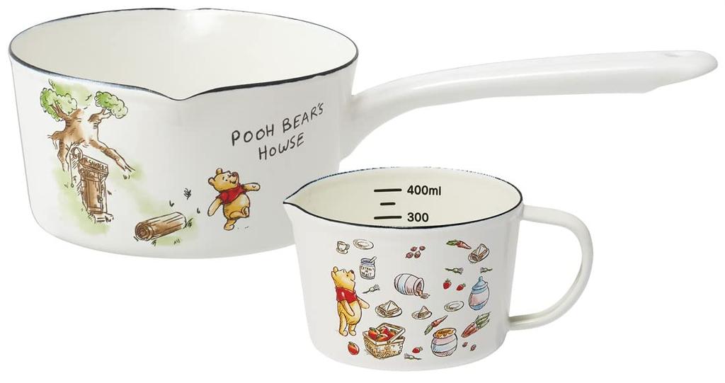 Skater Enamel Double-Spout Milk Pan, 15cm, 1.2L, Disney Winnie the Pooh Design, ENMP1-A