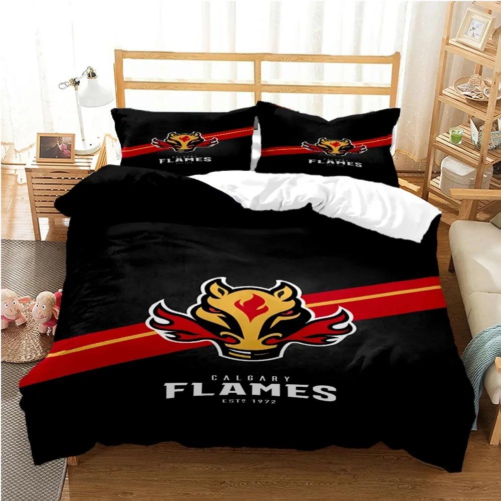 Copripiumino Hockey su Ghiaccio Cartone Animato Piumone Set Biancheria da Letto Copripiumino Morbido e Federe per Adolescenti Bambini Singolo Matrimoniale Queen King