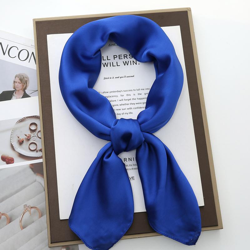 70cm Solid Color Small Square Scarf Women Trendy Versatile Neck Scarf Match Blazer Shirts Decorative Bandana