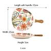 Ceramic Salad Plates with Handle,Porcelain Dinner Plates,Colorful Floral Pattern Serving Plate for Desserts Sandwiches Dishes