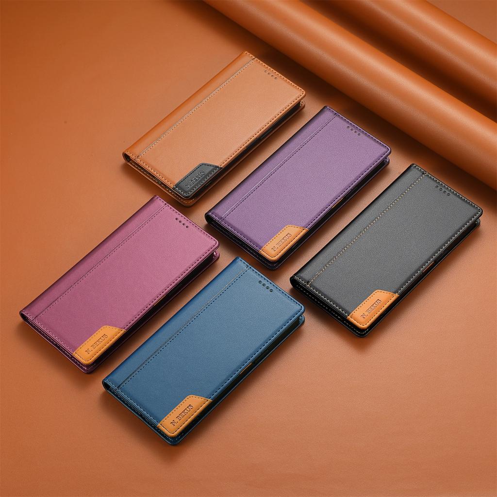 Magnetic Flip Leather Wallet Case for Samsung S25 Ultra S24 FE S23 Plus Edge with RFID Blocking Feature - Card Holder