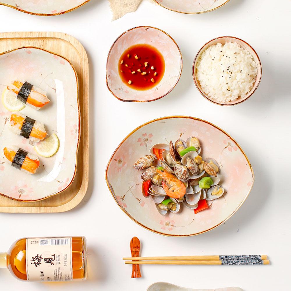 Ceramic Dinner Plates Japanese Kitchen Household Dessert Plate Candy Dish Salad Bowl Fruit Bowl Microwave Kitchen Tableware