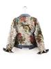 Giacca di Jeans da Donna a Patchwork Stampato Retro - Manica Lunga, Taglia Piccola Corta