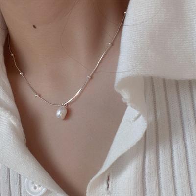 Baroque Pearl Pendant Necklace For Women Silver Color Bead Clavicle Chain Necklace Fashion Women Jewelry Accessories Gft