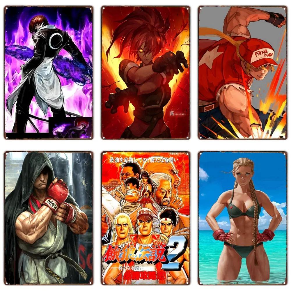 The King Of Fighters Anime Vintage Metal Sign, Wall Art Poster, Fighting Games, Retro Sign For Bar,Club,Man Cave,Home Wall Decor