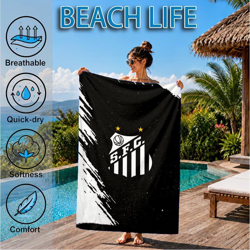 Powerful Football Crest Design Printed Microfiber Beach Towel, Soft And Absorbent, Quick-Dry, Ideal for Summer Travel, Beach Essential, Swimming Pool