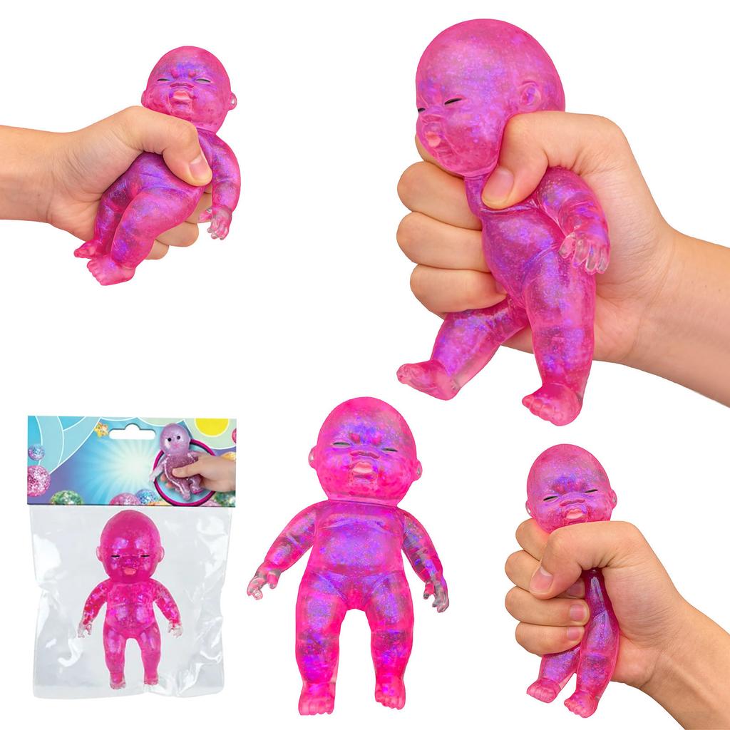 Squishy Babies Glitter Soft Moldable Cute Squishy Slow Rise Relaxing Sensory Fidget Relief Anxiety Stress Fun Desk Accessory for Adults Blue