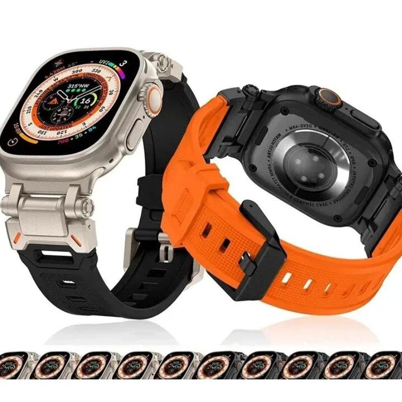 

Спортивный ремешок TUP для Apple Watch Band Ultra 49 мм, 45 мм, 44 мм, 42 мм, титановый цвет, силиконовый ремешок для часов IWatch 9, 8 SE, 7, 6, 4, 5, браслет