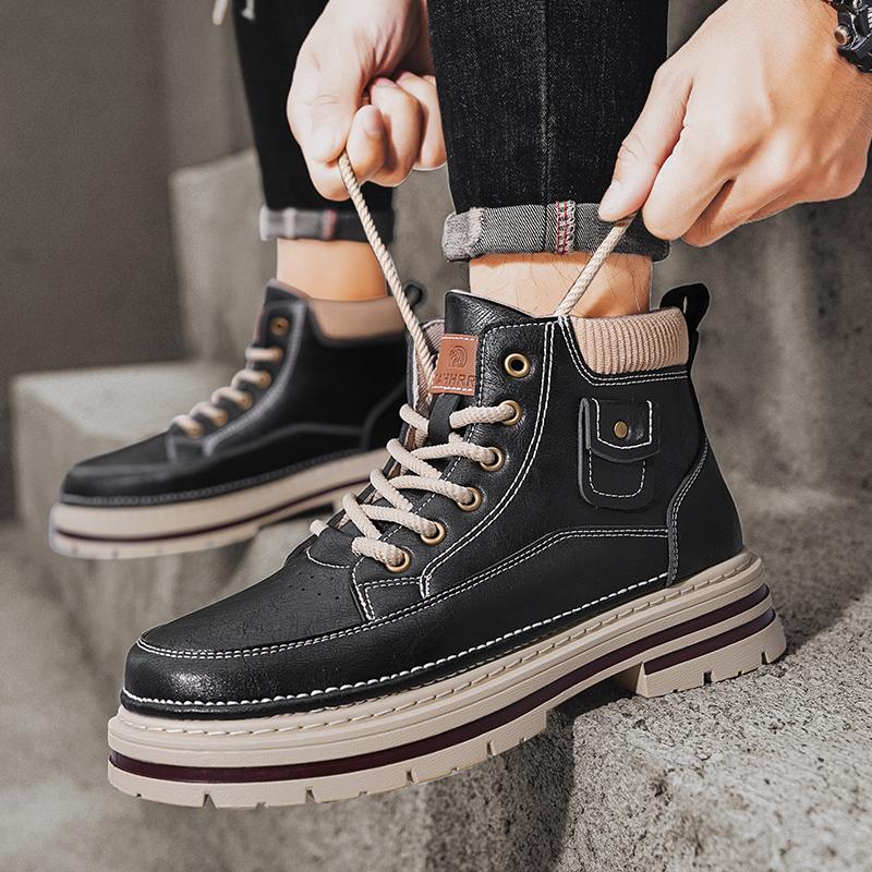 Herbst Herrenschuhe Klassische Herren Retro Stiefeletten Mode Wasserdicht Rutschfest High-Top Freizeitschuh Arbeits- & Sicherheitsstiefel Botas Hombre