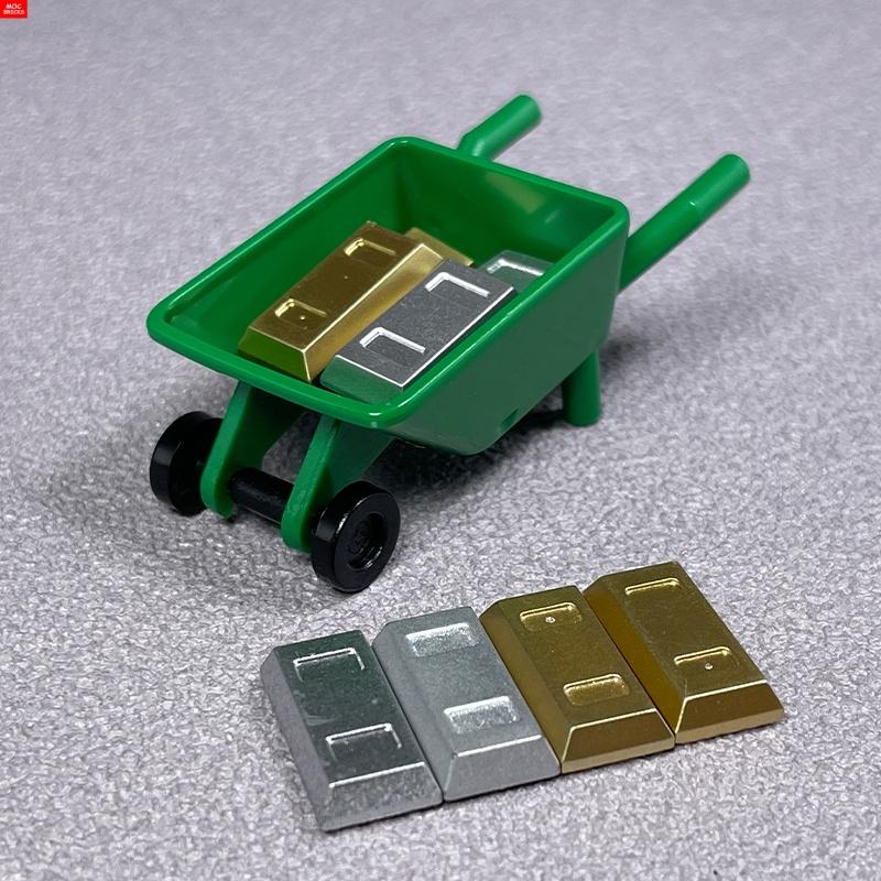 Non-Toxic Moc Bricks Utensil Ingot Bar Dollar Coin Money Gold Silver Painted Gold Gem Treasure Box 99563 Building Blocks Children'S Toys