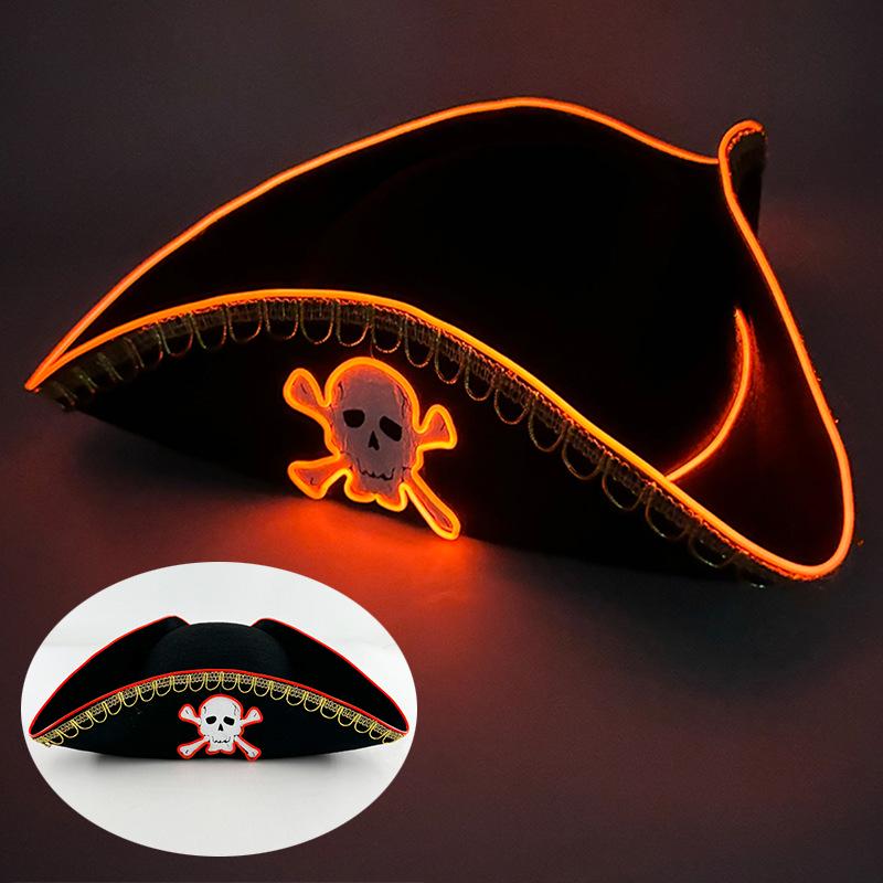 Navy Sailor LED Light-Up Embroidered Captain's Hat for Festivals and Performances