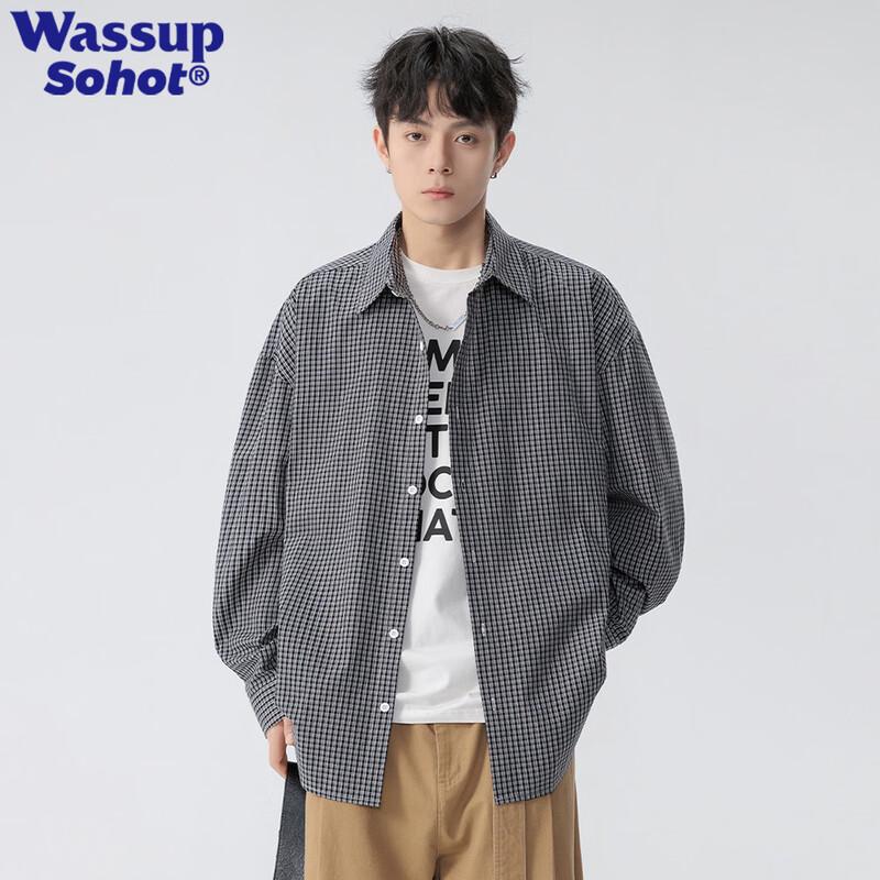 

Wassup Sohot Американская ретро свободная рубашка с длинным рукавом M