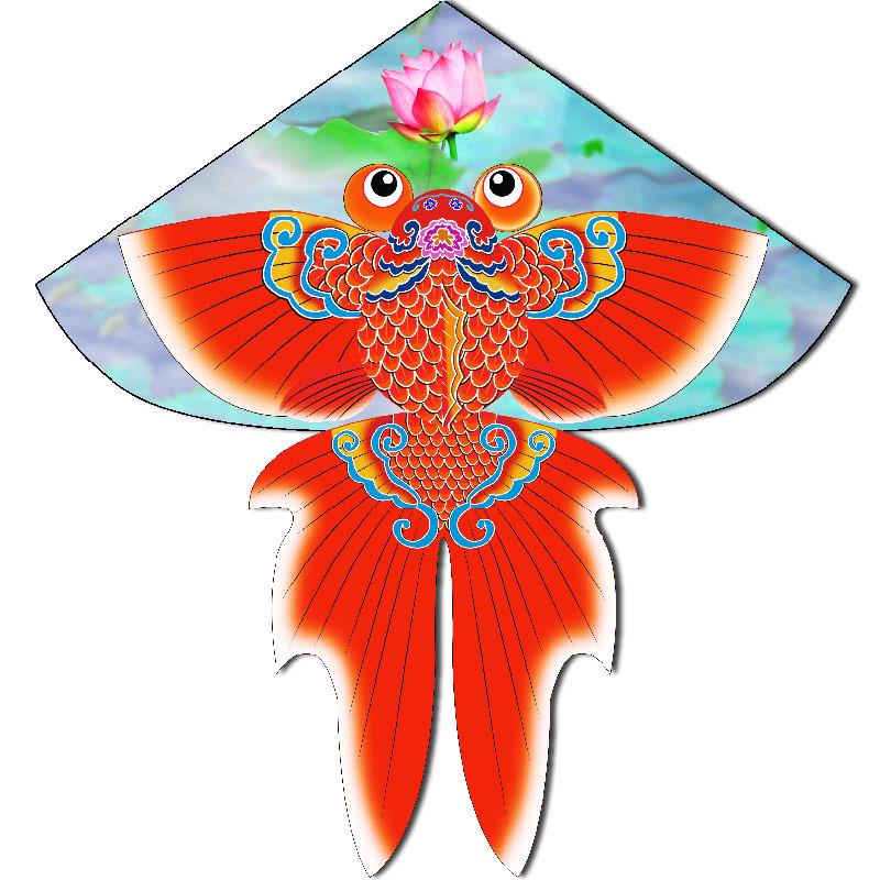 Goldfish Cartoon Kite: Lotus & Carp Design for Kids