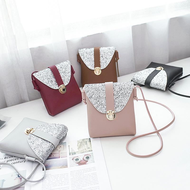 Chic Female Shoulder Bag With Sparkling Sequins And Stylish Compact Design