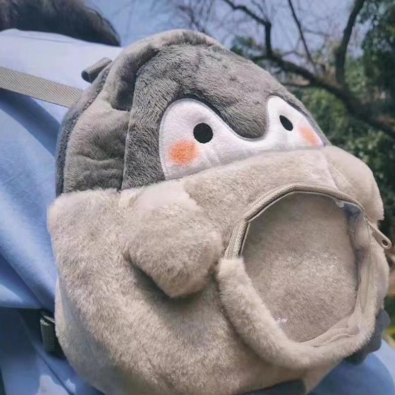 Geantă din catifea pentru femei Rucsac cu desene animate cu pinguini Geantă pentru păpuși de pluș Mini geantă de cărți drăguță Geantă ocazională versatilă Cadou Mini pinguini