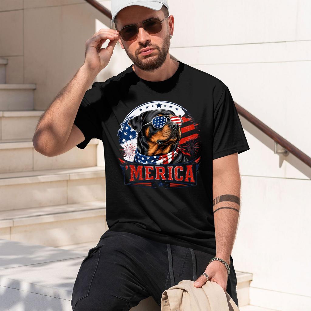 Mera Rottweiler Patriot 4th Of July G Lover Tshirt Summer Shortsved Breathable Sweatwking Versatile Trendy Tshirt 2026 New M