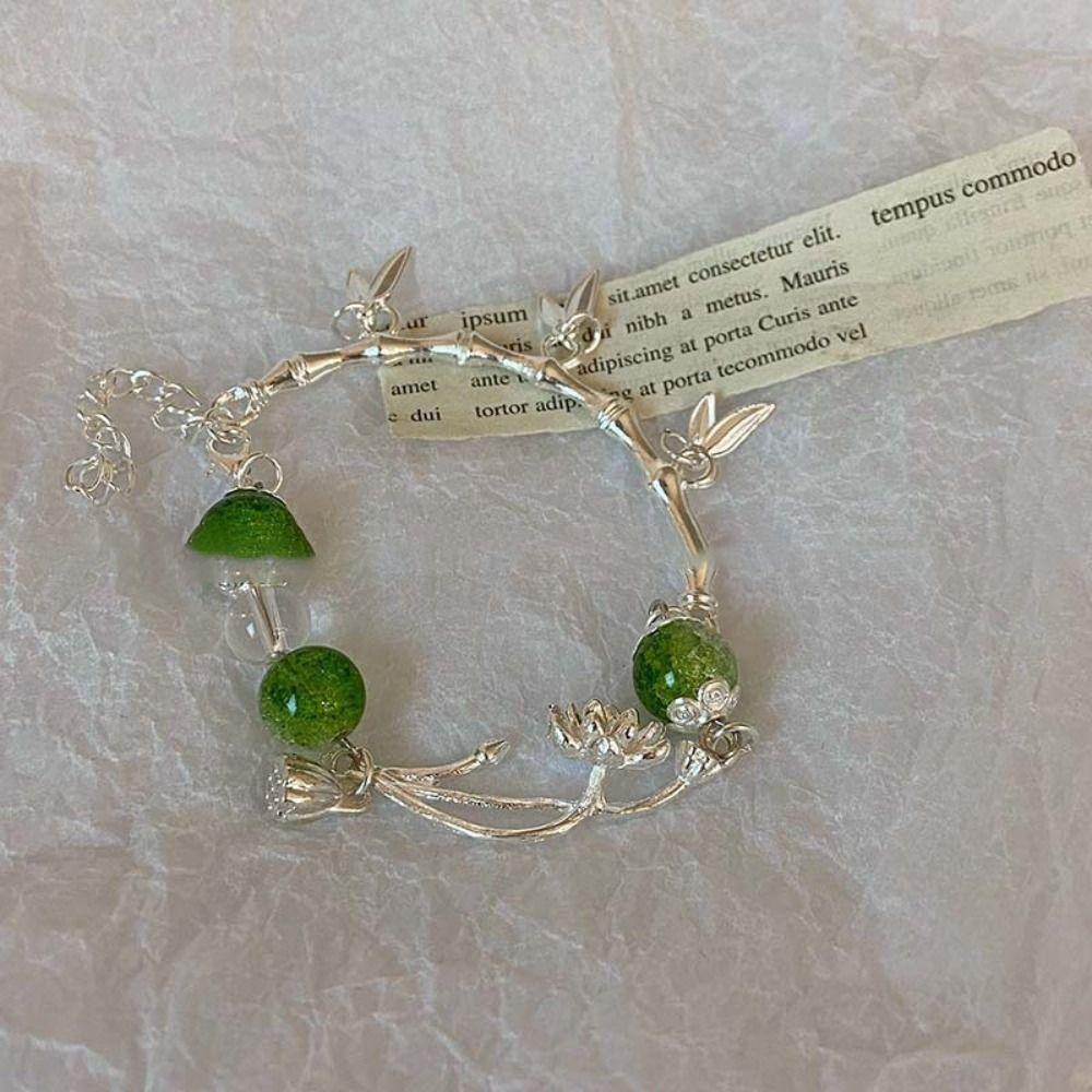 Beads Chinese Style Bracelet Butterfly Women Hand Chain Cute Lotus Charm Bracelet  Women