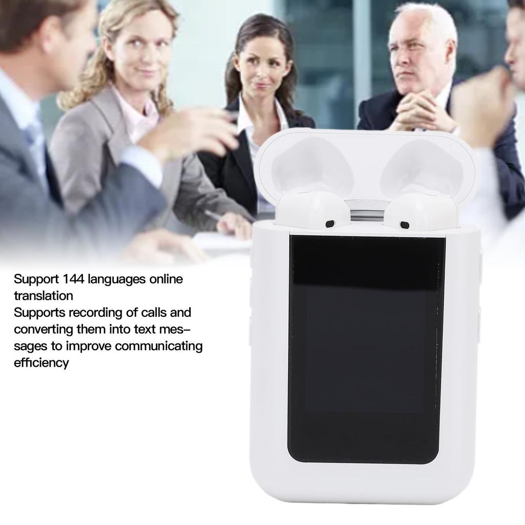 Translator Earphone Noise Reduction Dual Microphone 144 Languages Translator Earbuds LCD Screen for Business Learning