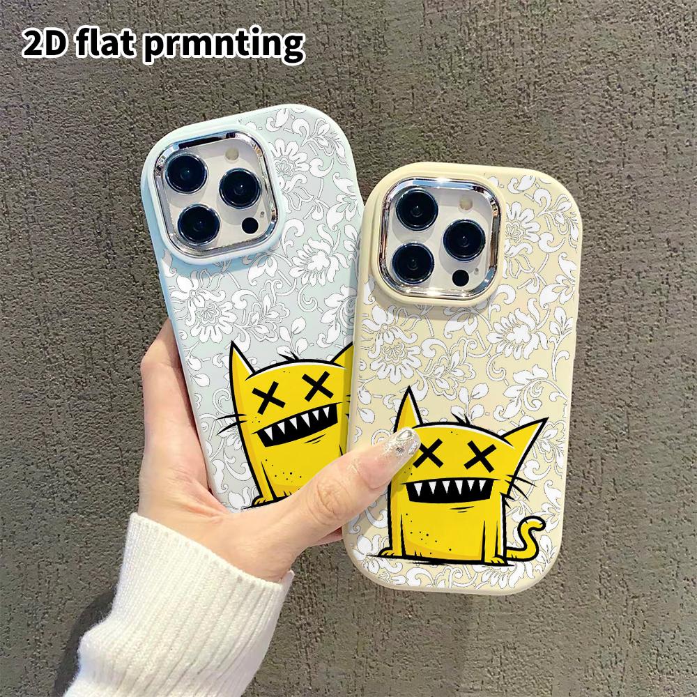 Phone Case: 2D flat design suitable for iPhone 18 17 16 15 14 13 Pro protective case, couple style, trendy crazy cat, Christmas and Halloween gifts