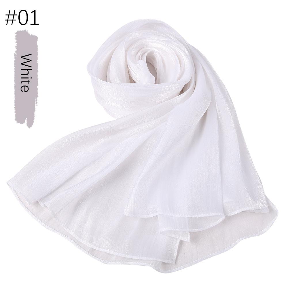 Solid color breathable cool island satin smooth crepe long towel Malaysia island silk bright silk scarf 175*75CM