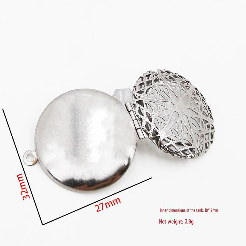 Collana Ciondolo Scatola Portafoto a Forma di Cuore, Rotonda e Quadrata in Acciaio Inossidabile Fai da Te