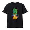Fashion Pineapple Sunglasses T Shirt Aloha Beaches Hawaii Hawaiian Black Vintage Washed Streetwear Fashion Soft Casual Slightly