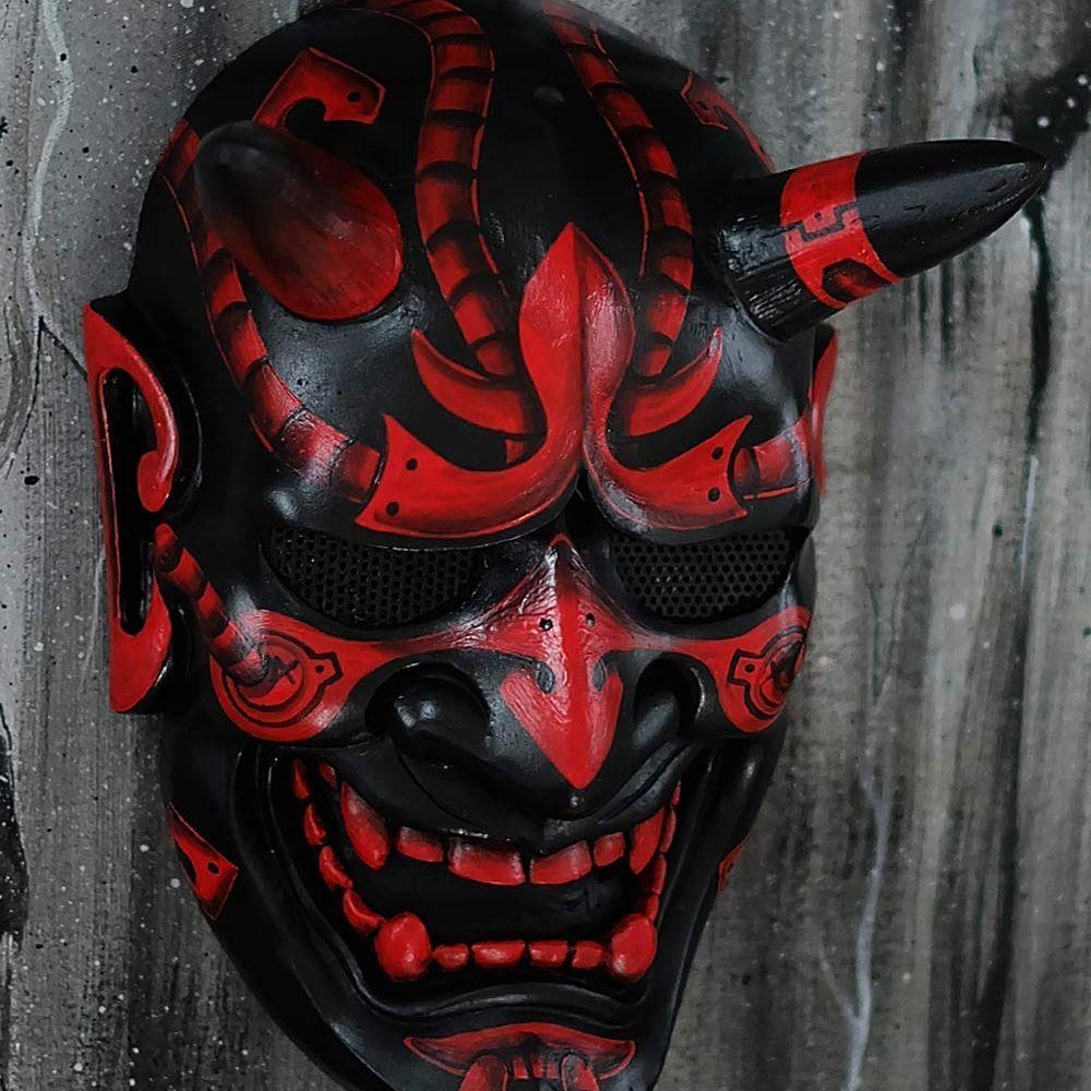 Weiches Latex-Material Halloween-Gesichtsmasken Japanischer Hannya Dämon Oni Samurai Noh Kabuki Prajna Teufelsmaske Partykostüm
