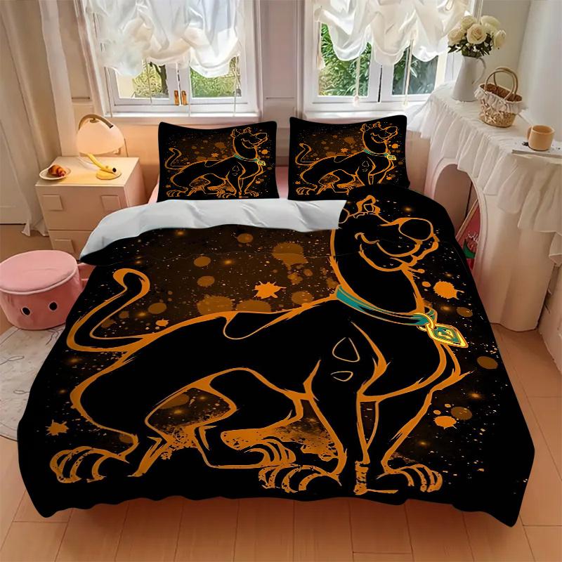 3pcs The Mystery Begins Scooby Doo Bedding Set Includes Quilt Cover and Pillowcases, Suitable for All Seasons H094