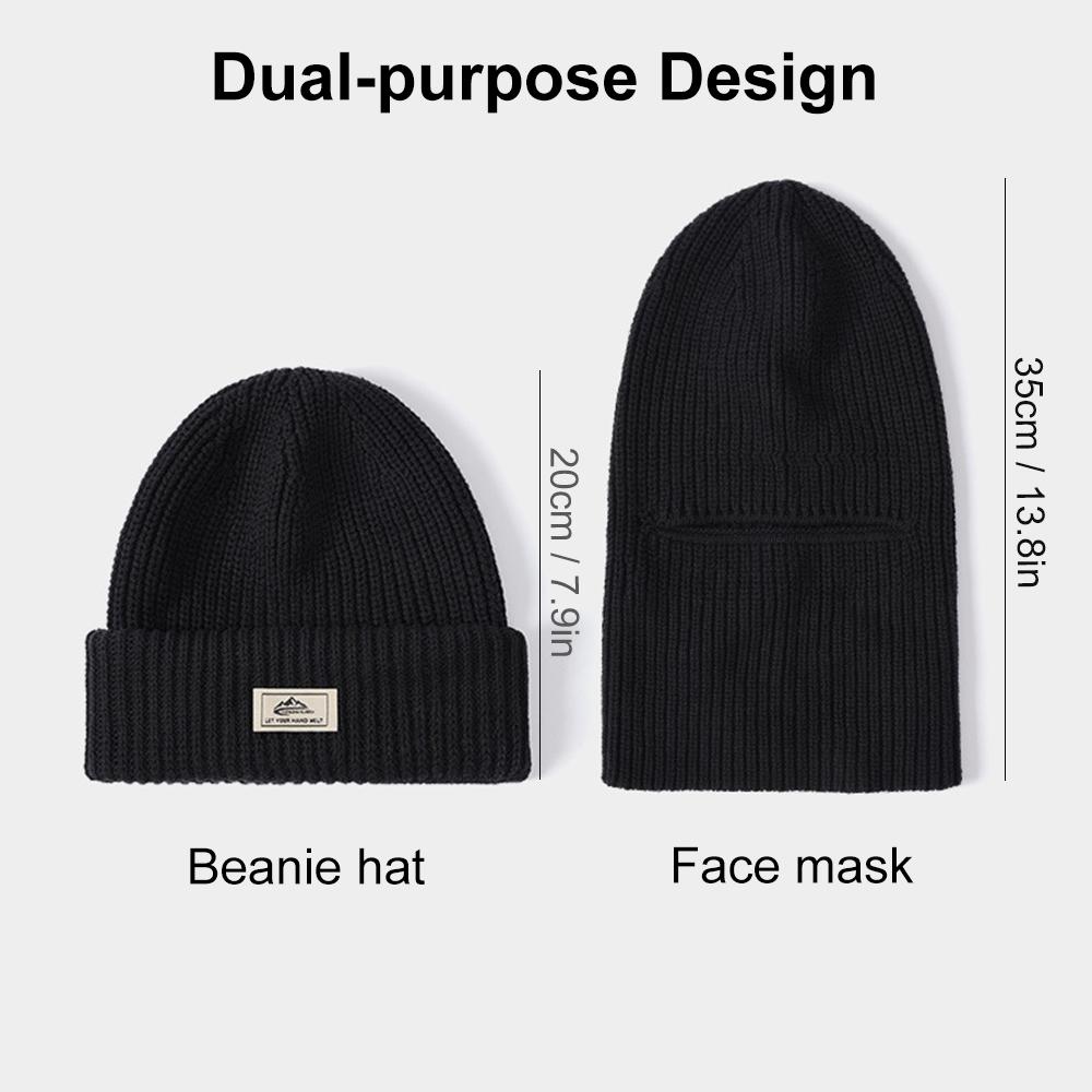 Warme Wintermütze für Herren, Outdoor-Mütze aus dicker gestrickter Baumwolle, für Skifahren und Wandern bei kaltem Wetter