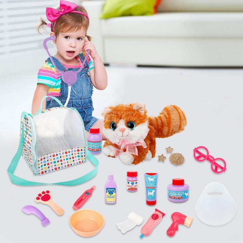 Haustierpflege-Spielset, Arzt-Set, Kinder-Arzt, Rollenspiel, Tierarzt, Katzenpflege, Spielzeug, Welpen-Hundeträger, fütternder Katzen-Rucksack