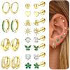 Drperfect 1Pair Flat Back Earrings for Women Surgical Steel Earrings for Sensitive Ears Hoop Stud Cartilage Tragus Piercings