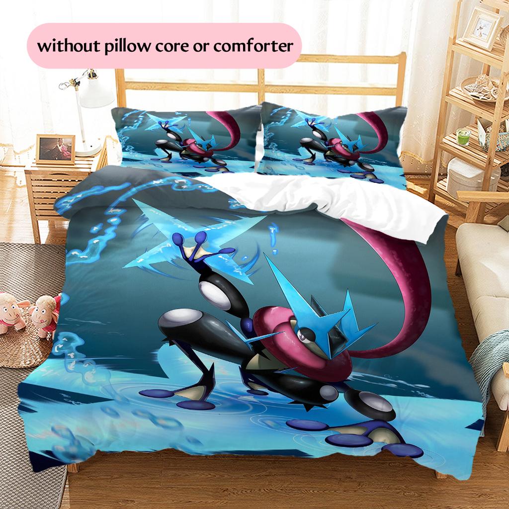 Greninja Battle Pokemon Bedding Set, Cool Duvet Cover Pillowcase for Bedroom Home, Unique Gift for Pokemon Fans