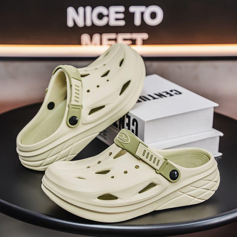 

Летние толстые полые туфли мужские супер мягкие модные сотни верхней одежды сандалии пляжные дышащие противоскользящие 44-45 чёрный