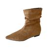 9013 Huiliya French 2025 Autumn and Winter New Flat Bottom Pointed Pleated Stacking Boots Skinny Boots Martin Boots Women's Shoes