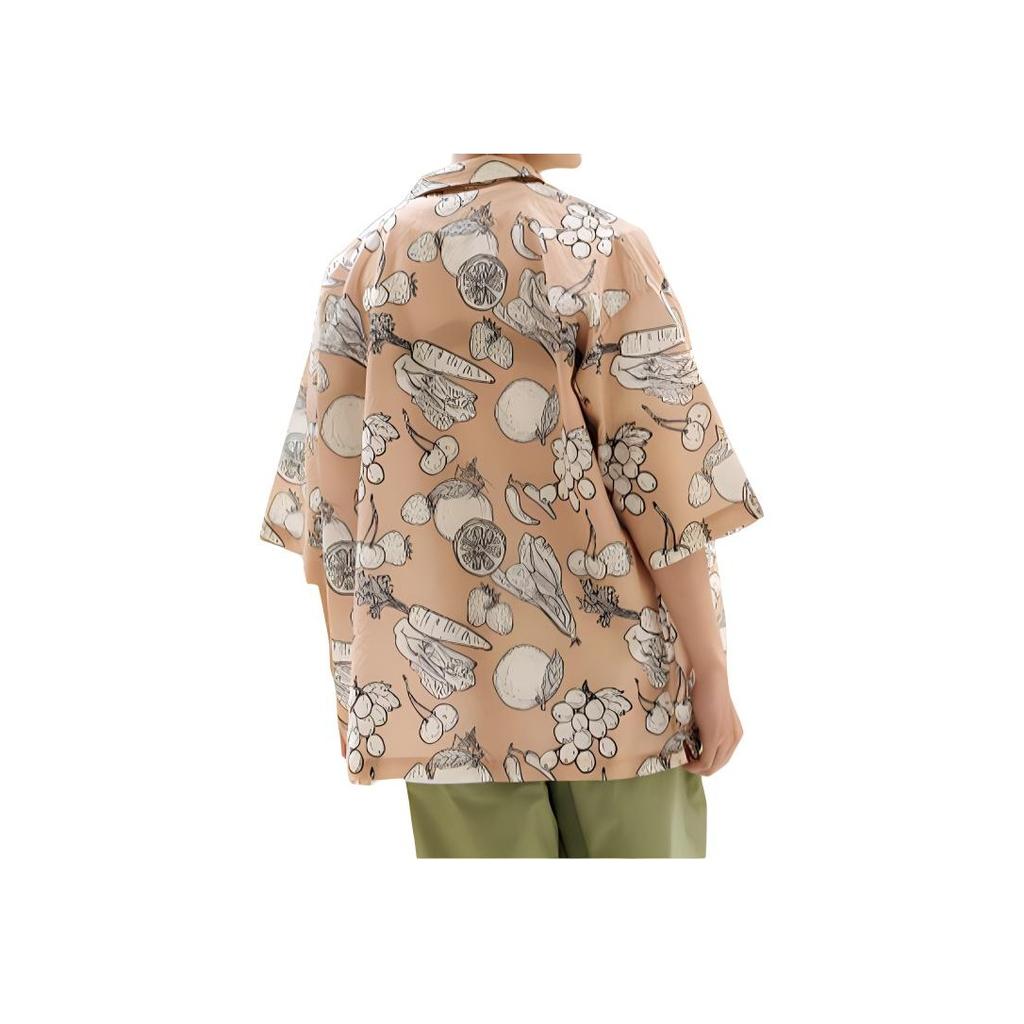 Vans Spring Break Fruits Print Casual Short Sleeve Shirt Unisex Shirts Khaki VN0008XNBTM