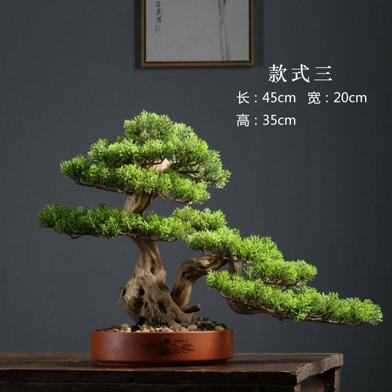 For Simulated Welcome Pine Bonsai Office Ornament Chinese Green Plant Living Room Interior Decoration Light Luxury