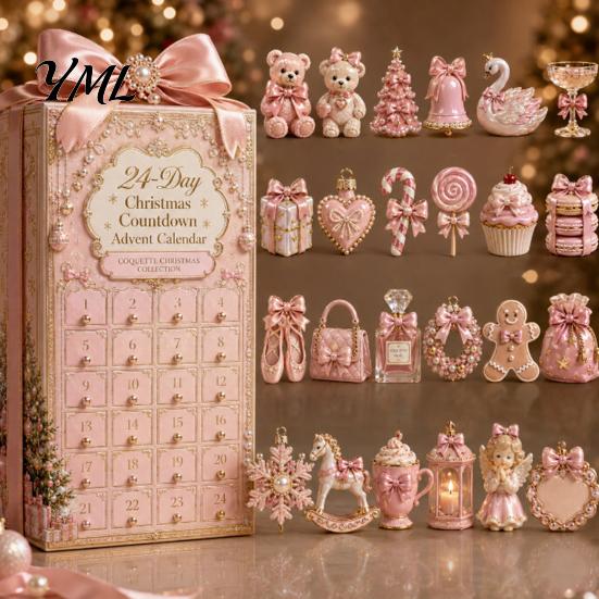 Christmas Advent Calendar 2024 2026 Nutcracker Calendar, 24-Day Acrylic Ornament Set with Classic Holiday Countdown Gift for Kids Soldier Figures,