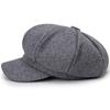 Wide Brim Sunscreen Beret Hat Skin-Touch Retro Octagonal Painter Woolen Hat for Fall Winter