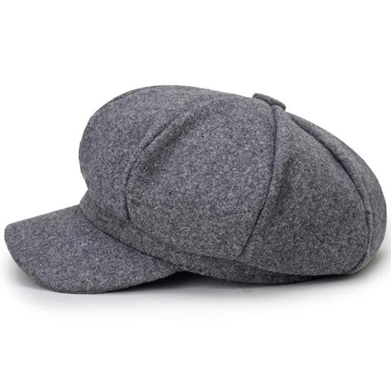 Wide Brim Sunscreen Beret Hat Skin-Touch Retro Octagonal Painter Woolen Hat for Fall Winter