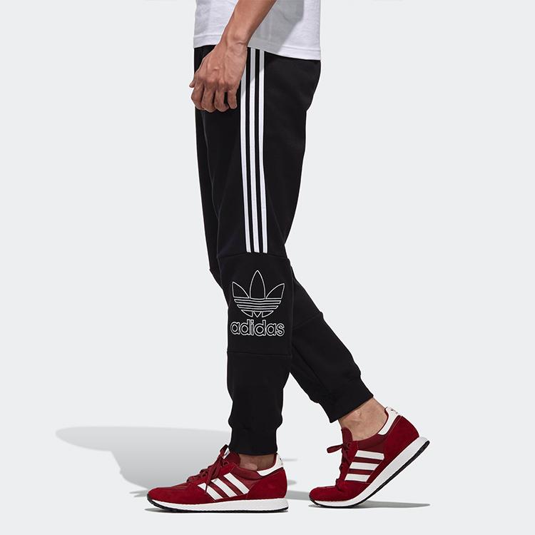 Adidas Originals Trefoil Logo Print Casual Tapered Track Pants Men Bottoms Black DX4225
