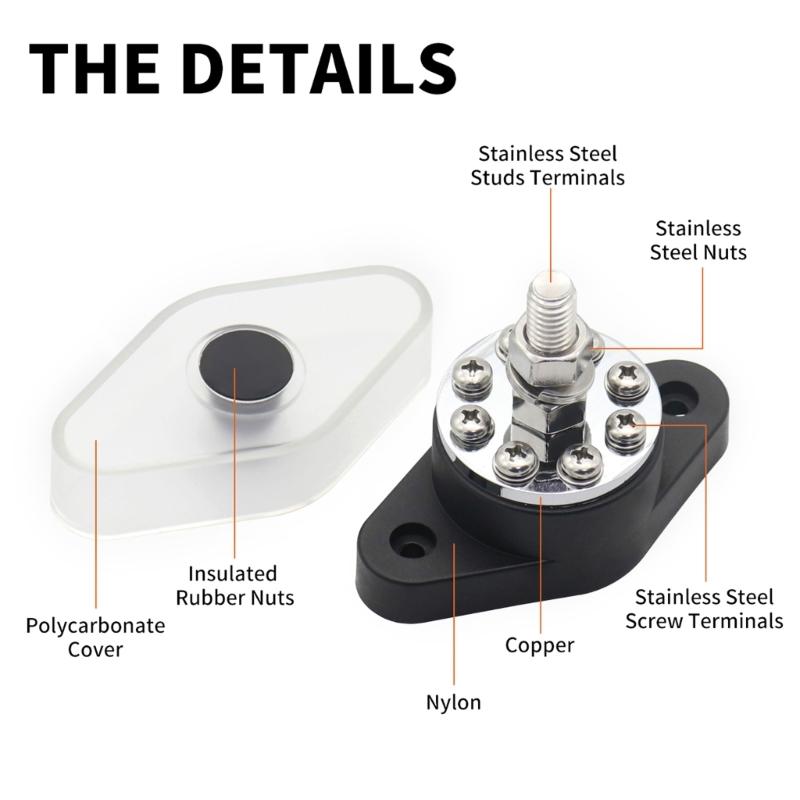 Bus Bar & Cover Ground Distribution Block Kit Universal Car Boat Marine Pickup Trailer Power Distribution Terminal Block