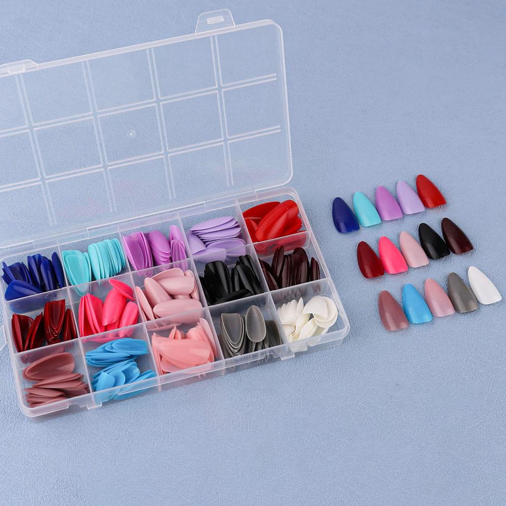 Fake Nails Acrylic Nail Tips Square/Almond/Stilettos/Coffin False Nails 360pcs Full Cover Artificial Nails with Case
