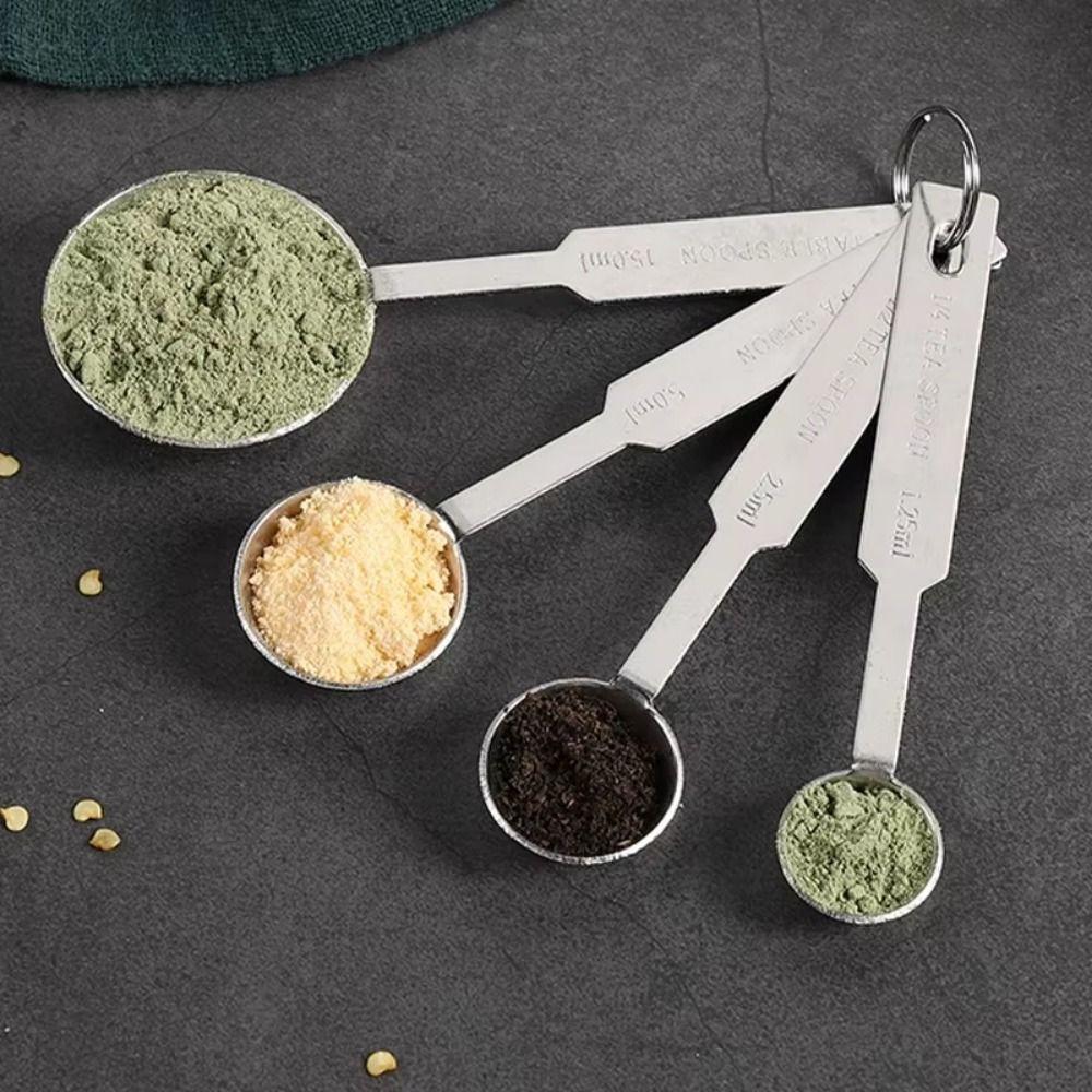 4Pcs Long Handle Measuring Cups Set Stainless Steel Coffee Sugar Scoop  Measuring Scale