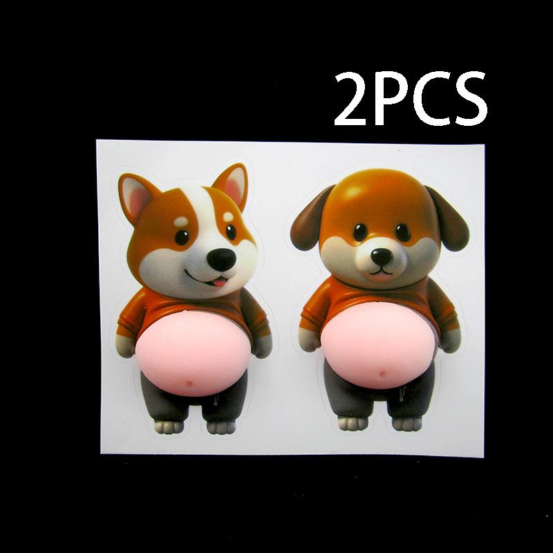 2pcs 3D Shiba Inu Stickers – Cute Orange Apparel Shiba Inu Stickers, 3D Cute Chubby Shiba Inu (Design), Silicone Self-Adhesive