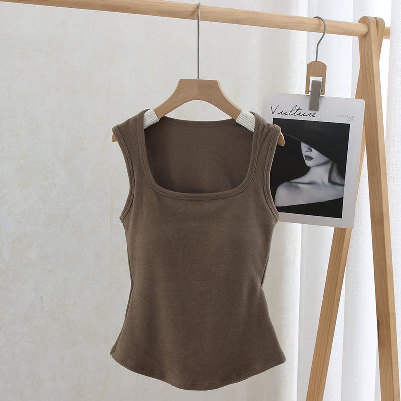 Women's 2025 Winter Korean-Style Slimming Warm Vest with Chest Pads - White, Non-See-Through