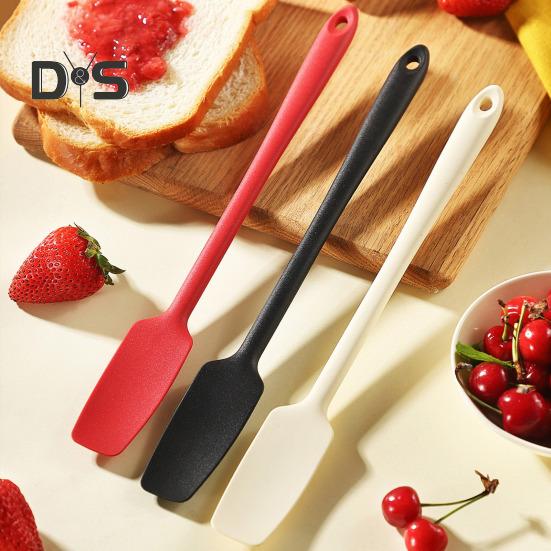 Silicone Jar Spatula for Scraping Spreading Long Handle Rubber Scraper for Jars Bottles Heat Resistant BPA Free Silicone Utensil for Home Kitchen