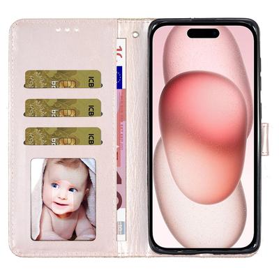 For iPhone 16 Plus Case PU Leather Wallet Folding Stand Glitter Phone Cover