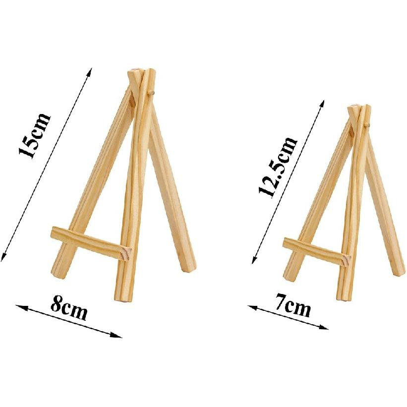 Mini Wooden Easels Display - 3Inch Mini Easel & Canvas Collection, Mini Natural Wood Display Easel (Pack of 9 Easels)